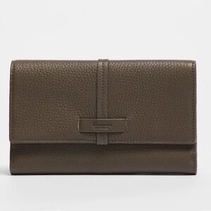 HAMMITT Benjamin Trifold Pebbled Leather Wallet in Olivine Brown Orig $245